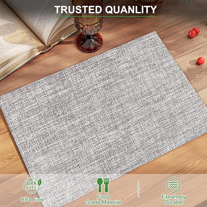 BETEAM Placemats Set of 8, Woven Vinyl Placemat - Image 2