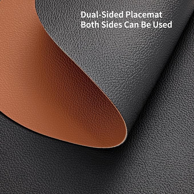 Myir JUN Placemats, Dual-Sided Placemats Waterproof Faux Leather Placemats Set - Image 4