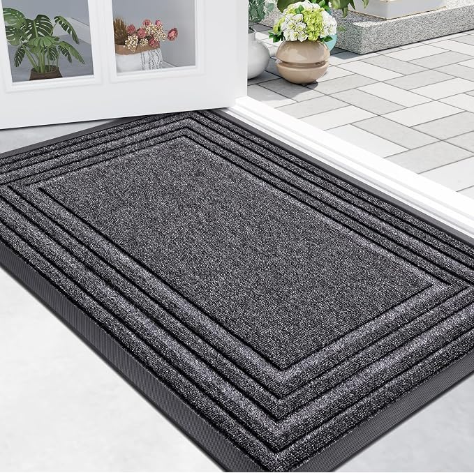 Buganda Front Door Mat Indoor Outdoor Entrance, Non-Slip Natural Rubber Doormats by Buganda