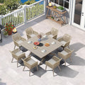 PURPLE LEAF 9 Pieces Outdoor Dining Set All-Weather PE Rattan Outdoor Patio by PURPLELEAF