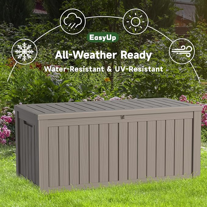 EasyUp 150 Gallon Outdoor Storage Box Waterproof, UV Resistant Resin Deck Box - Image 6
