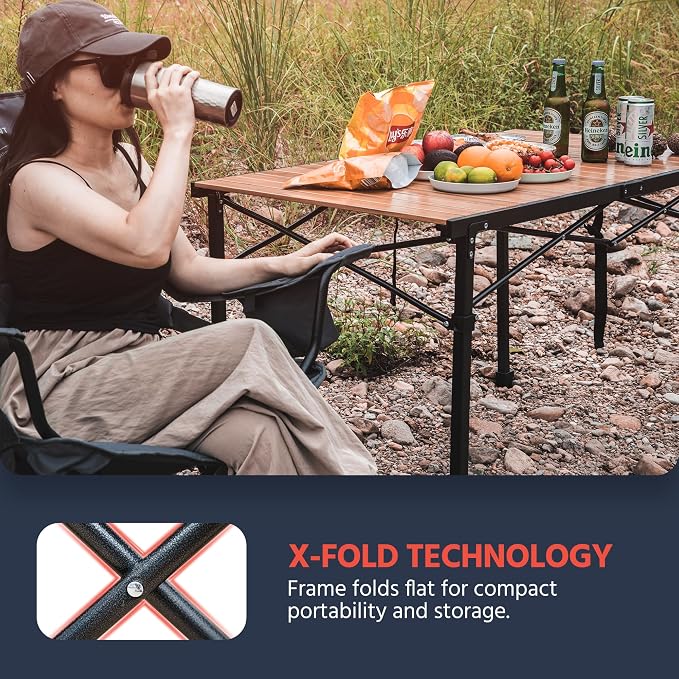 OUTSIDER Folding Camping Table Adjustable Height Foldable Roll-up Aluminum Camp - Image 6