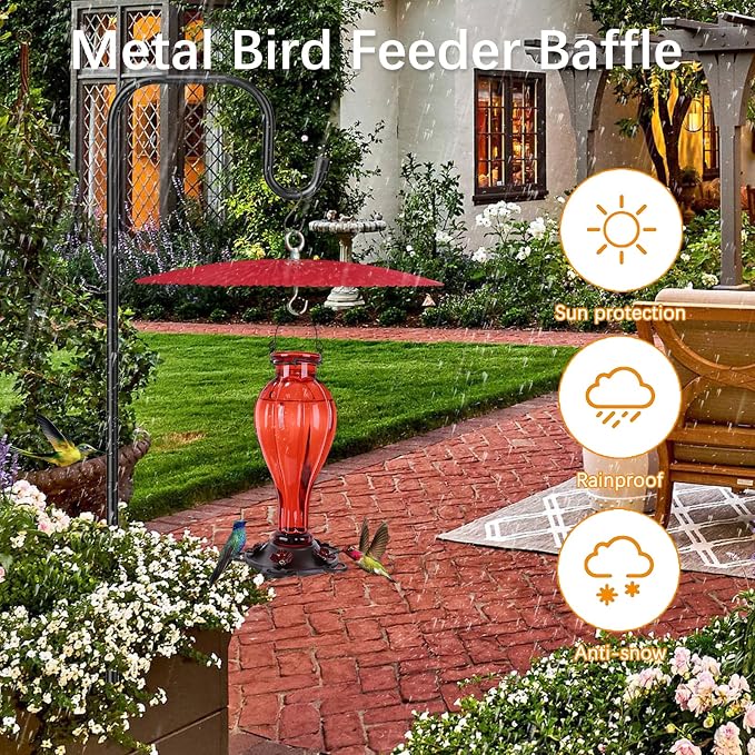 13" Bird Feeder Baffle, Metal Hummingbird Feeder Rain Guard, Metal Hanging - Image 3