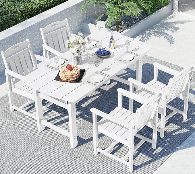 Ciokea HDPE Outdoor Dining Set, 5-Piece Patio Table and Chairs Set by CIOKEA