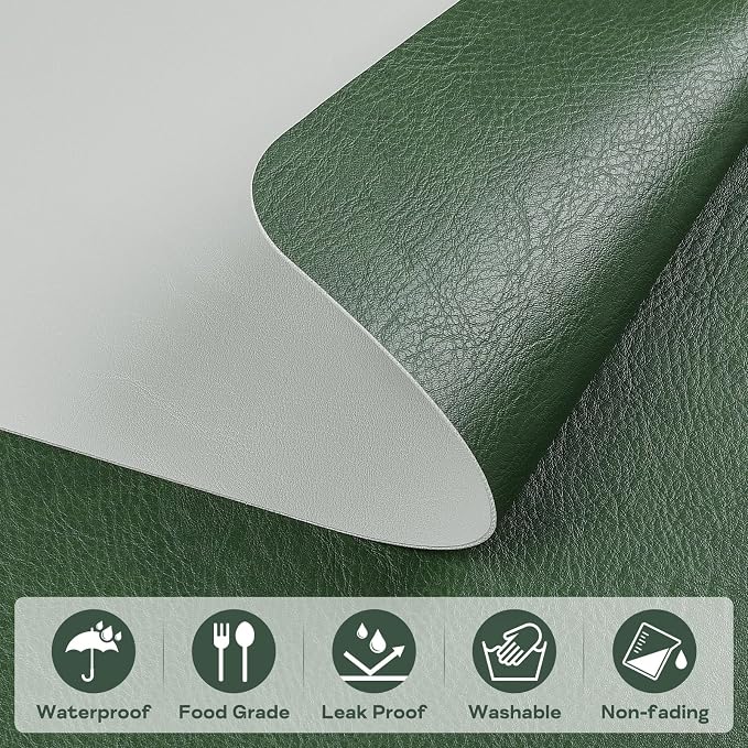 Faux Leather Placemats Set of 6 Table Mats Heat Resistant Reversible Place Mats - Image 3