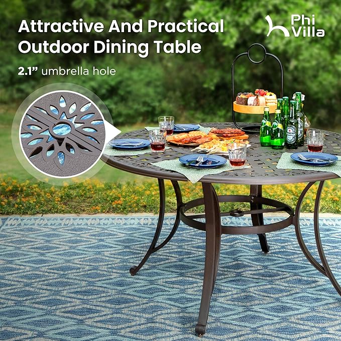 PHI VILLA Cast Aluminum Patio Dining Set - Image 6