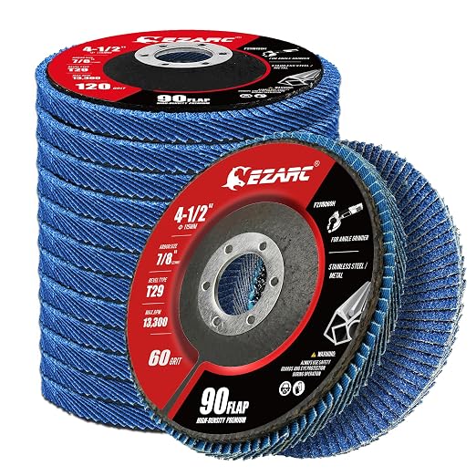 EZARC Flap Discs 60 Grit, 4.5" x 7/8" High Density Jumbo Zirconia Flap Sanding by EZARCTools