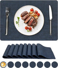 Vinyl Placemats Set of 8, Faux Leather Waterproof and Heat Resistant Place Mats by NCUE