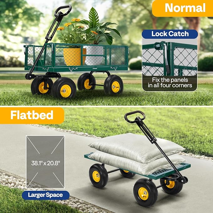 VIVOHOME Garden Cart Steel Heavy Duty 900 LBS Yard and Garden Wagon - Image 3