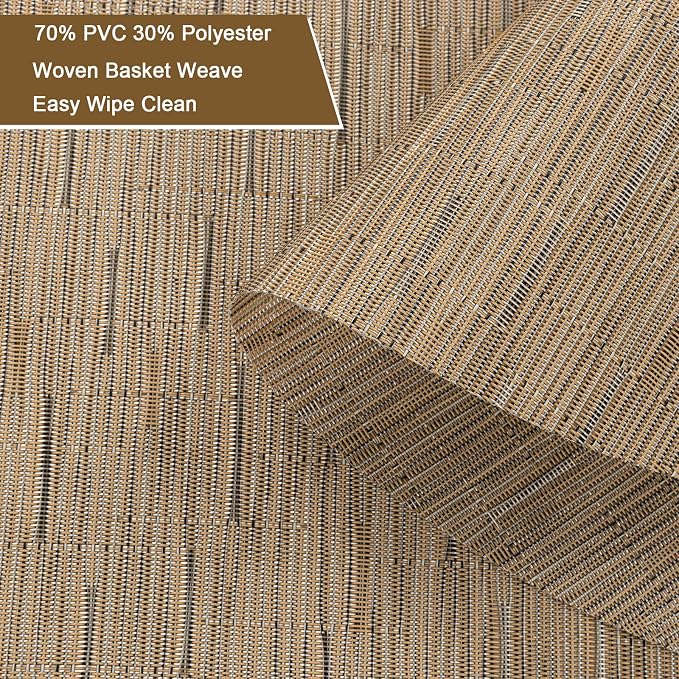 SHACOS Wedge Shape Placemats Set of 4 Woven Vinyl Round Table Placemat Curved - Image 4