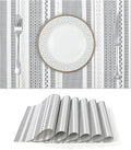 fanquare Sliver Striped Placemats 6 Pack Nordic Style Washable Place Mats Vinyl by fanquare