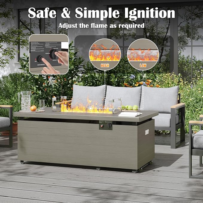 Sundale Outdoor 51 Inch Outdoor Fire Pit Table, 000BTU Rectangle Propane Fire - Image 4