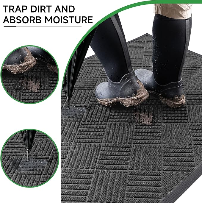 Front Door Mat, Heavy Duty Indoor Outdoor Doormat, 60” x 48” Low Profile - Image 4