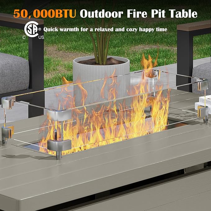 Sundale Outdoor 51 Inch Outdoor Fire Pit Table, 000BTU Rectangle Propane Fire - Image 3