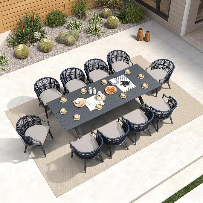 PURPLE LEAF 11 Pieces Outdoor Dining Set All Weather Wicker Patio Dining Set by Unknown