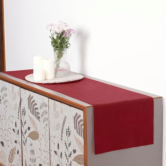 D'Moksha Homes Linen Red Table Runner 72 Inches Long - Image 7