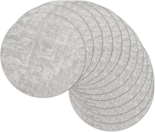 13" Round Placemats Set of 12, Reversible Faux Leather Heat Resistant Table Mats by NCUE