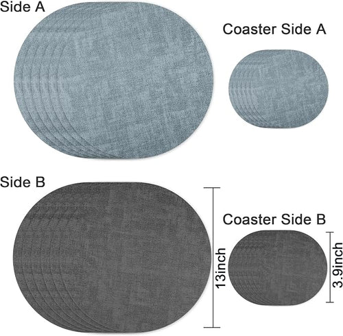 13-Inch Faux Leather Round Placemats Set of 6, Waterproof Anti-Slip Dual Sided - Image 2