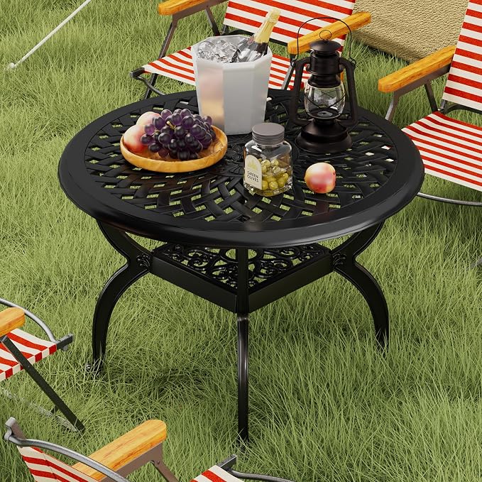 Cast Aluminum Outdoor Side Table, All Weather Round Bistro Table, Outdoor - Image 2