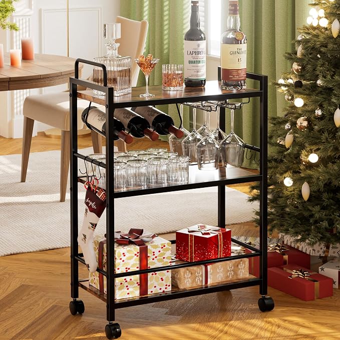 Bar Cart, Serving Cart for Home, Microwave Cart, Drink Cart, Mobile Kitchen by HOME