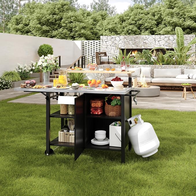 Multi-Layer Outdoor Grill Table Bar Grill Cart - Image 2