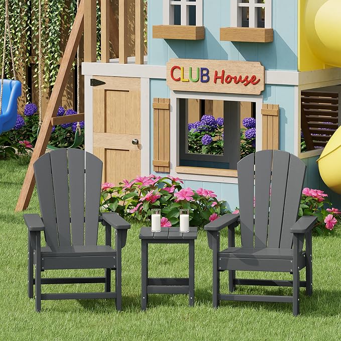 Costaelm Kids Outdoor Side Table, Small Patio HDPE Adirondack Square Table - Image 4