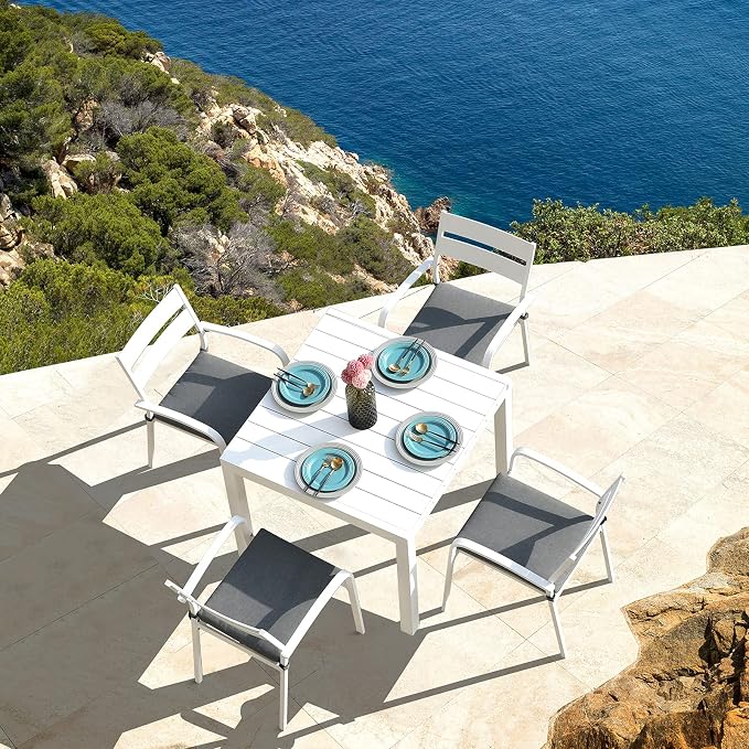 Soleil Jardin Aluminum Patio Extendable Dining Table, Adjustable Indoor Outdoor - Image 8