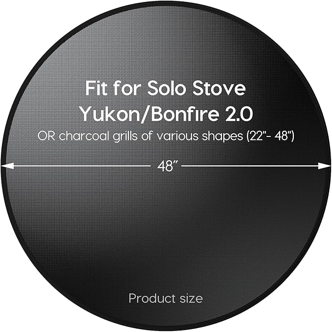 Grill Pad Floor Mat, 48 Inch Round Fiberglass, Black