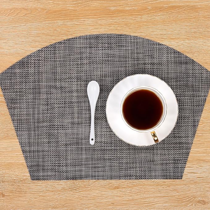 SHACOS Wedge Placemats Set of 4 Woven Vinyl Small Round Table Placemats Wipe - Image 9