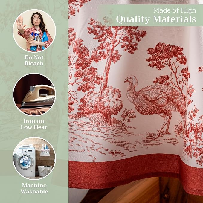 Maison d' Hermine Table Cloth Round Table 100% Cotton 63 Inches Fall Tablecloth - Image 3
