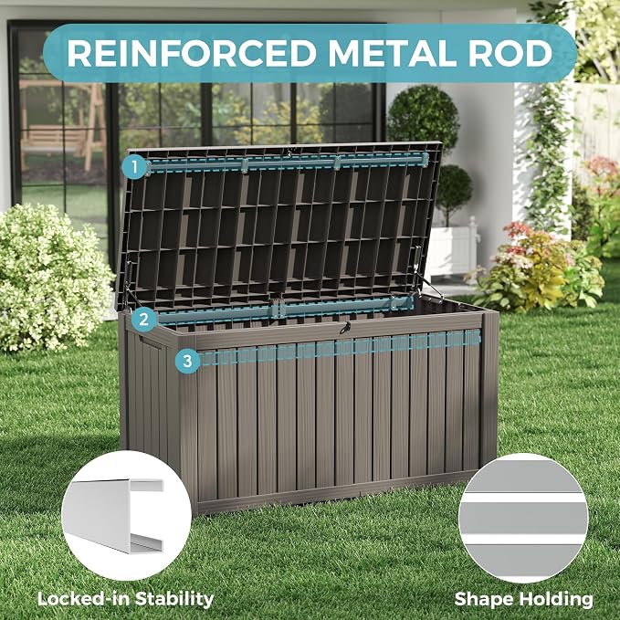 KAMABOKO Outdoor Storage Box, 150 Gallon Large Outdoor Resin Deck Box, Storage - Image 5
