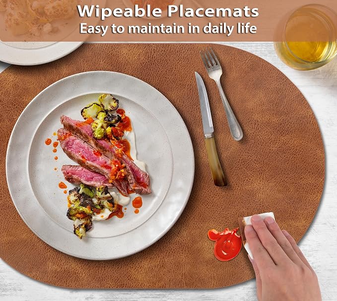 ADRIMER Placemats, Heat Resistant Oval Placemats Set of 12 Washable 12 x 17 Inch - Image 3