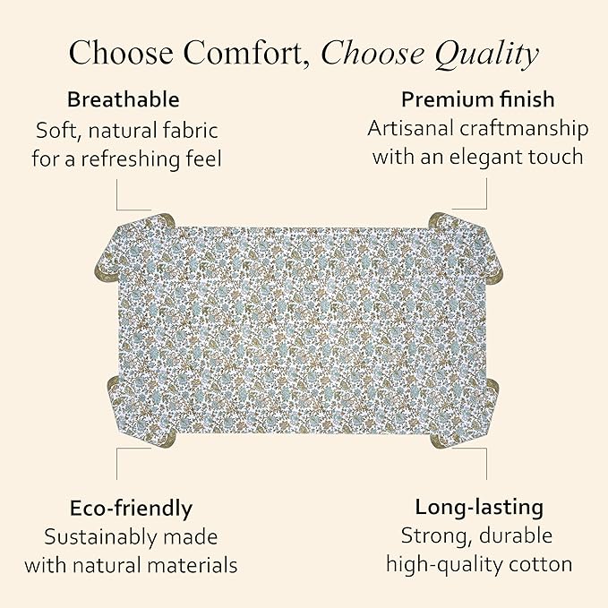 CPC Tablecloth 100% Cotton 70x108 Inch Indian Block Print Rectangle Table Cover - Image 6