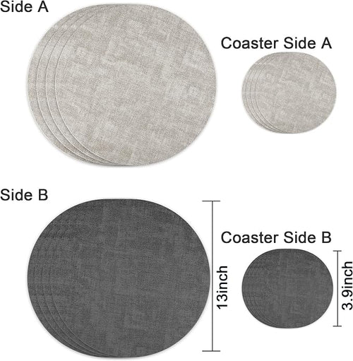 13-Inch Faux Leather Round Placemats Set of 4, Waterproof Anti-Slip Dual Sided - Image 2