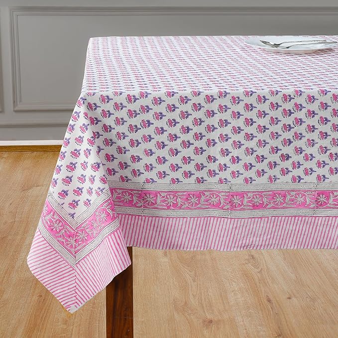 CPC Tablecloth 100% Cotton 72x190 Inch Indian Block Print Rectangle Table Cover by COTTONPRINTCLUB