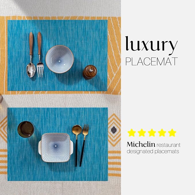 LEXMORE Placemats Set of 8 Vinyl/Plastic Woven Place Mats - Image 2