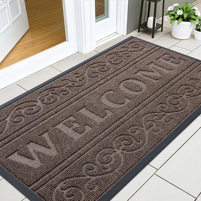OLANLY Welcome Door Mat Indoor Outdoor Entrance, Heavy Duty Sturdy Front Door by OLANLY