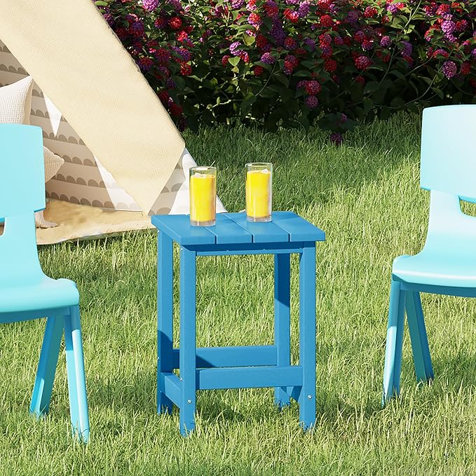Costaelm Kids Outdoor Side Table, Small Patio HDPE Adirondack Square Table - Image 2