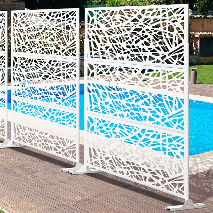 Metal Privacy Screen Outdoor 72" H×47" W, Freestanding Decorative Privacy Screen - Image 5