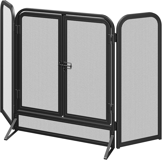 Mr IRONSTONE 3 Panel Fireplace Screen 51.5" W x 32.5" H Modern Foldable - Image 2