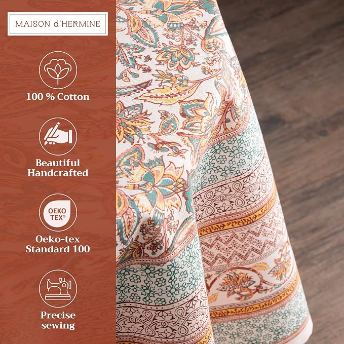 Maison d' Hermine Table Cloth Round Table 100% Cotton 63 Inches Fall Tablecloth - Image 2