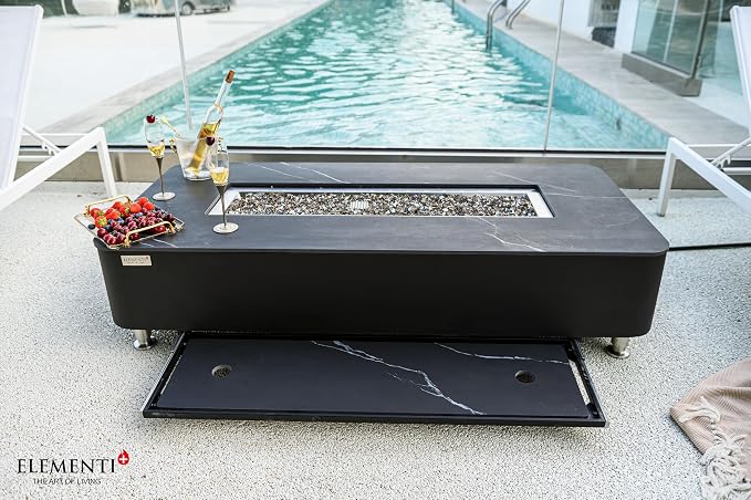 Elementi+ | Valencia Gas Fire Pit | Cast Concrete Body & Marble Porcelain Top | - Image 4