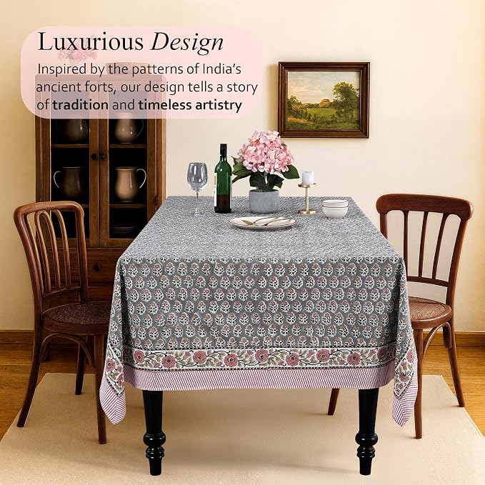 CPC Tablecloth 100% Cotton 72x160 Inch Indian Block Print Rectangle Table Cover - Image 2