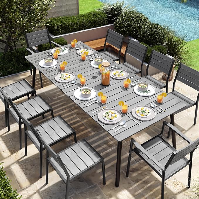 95" Patio Outdoor Dining Table for 8-10, Weather-Resistant Aluminum Frame - Image 2