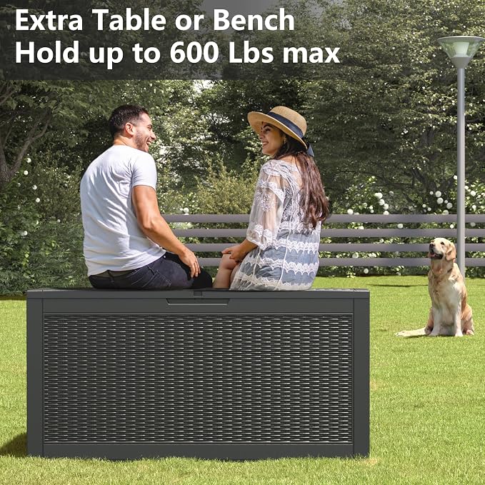 KAMABOKO 101 Gallon Waterproof Large Resin Deck Box, Lockable Large Outdoor - Image 5