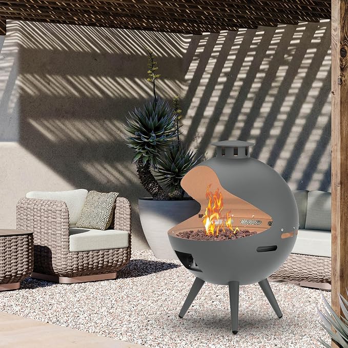24-Inch Chimenea Outdoor Gas Fireplace, 000 BTU Propane Fire Pit - Image 2
