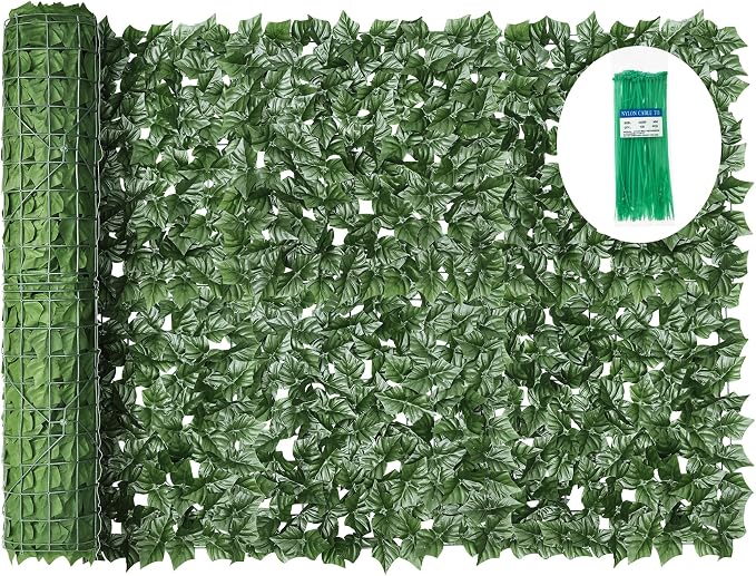 KASZOO Artificial Ivy Privacy Fence Screen, 120x40in Artificial Faux Privacy by HOME