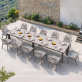 PURPLE LEAF 13 Pieces Patio Dining Set Aluminum Rectangular Table and Wicker by PURPLELEAF