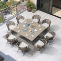 PURPLE LEAF 9 Pieces Outdoor Dining Set All Weather Wicker Patio Dining Set by Unknown