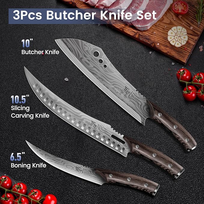 Butcher Knife Set, Meat Cleaver Chef Knife Set, Japanese Style High Carbon - Image 8